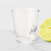 Jouw namen in elegant scriptlettertype shot glas (Links)