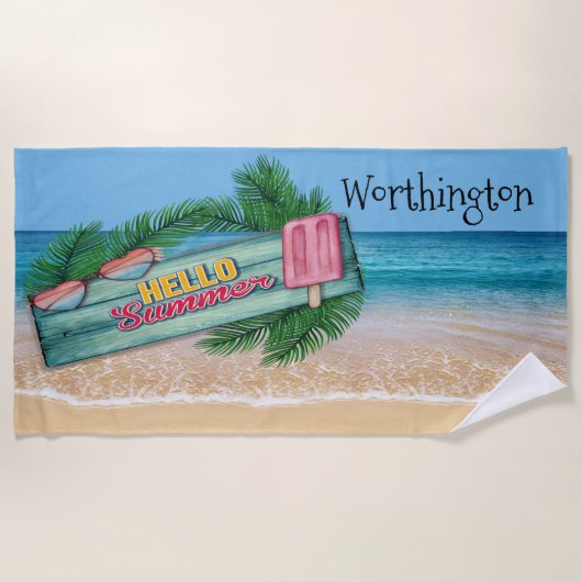 Jouw namen keukenhanddoek strandlaken (Voorkant)