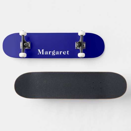 Jouw namen op Custom Navy Blue Modern Skateboard (Horizontaal)