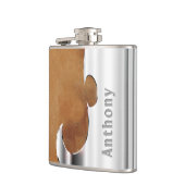 Jouw namen op Handsome Leather en Chrome Flask Heupfles (Links)