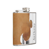Jouw namen op Handsome Leather en Chrome Flask Heupfles (Rechts)