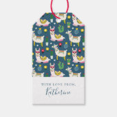 Jouw namen toevoegen | lama's in zonnebrilpatroon cadeaulabel (Voorkant)