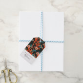 Jouw namen toevoegen | Oranje Abstracte bloemen Cadeaulabel (Met Touw)