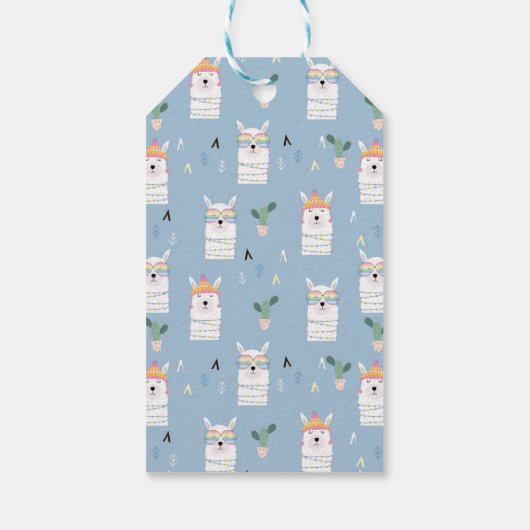 Jouw namen toevoegen | Regenboog Zonnebril Lama Pa Cadeaulabel (Achterkant)