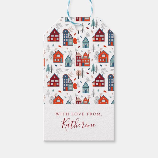 Jouw namen toevoegen | Scandinavisch Huis Volkskun Cadeaulabel (Voorkant)