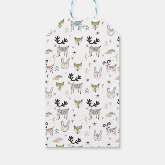 Jouw namen toevoegen | Schattige bosdier Doodle Cadeaulabel (Achterkant)