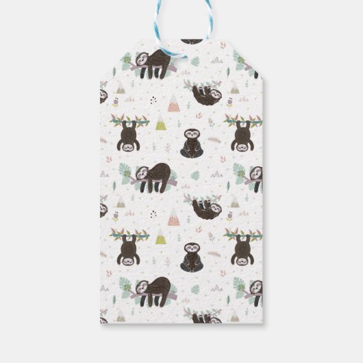 Jouw namen toevoegen | Sleepy Sweet Sloth Pattern Cadeaulabel (Achterkant)