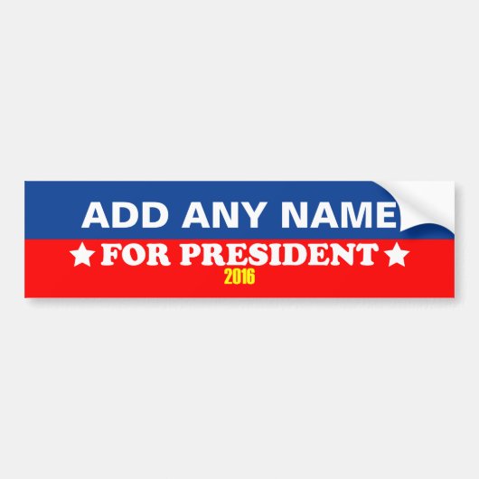  Jouw namen voor President 2016 Bumpersticker (Voorkant)