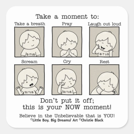 Jouw NU Moment Vierkante Sticker (Voorkant)