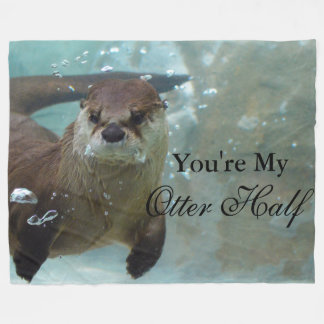 Jouw Otter Half Brown River Otter zwemmen Fleece Deken