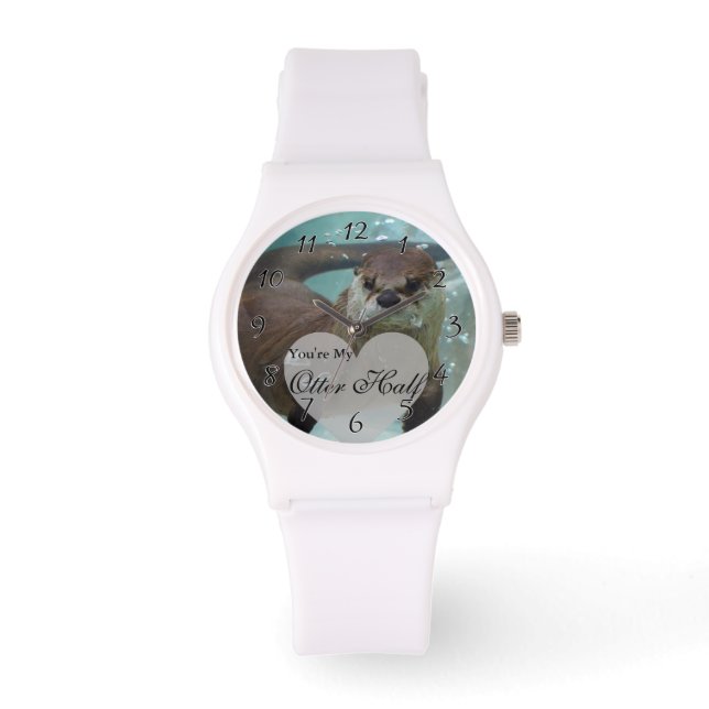 Jouw Otter Half Brown River Otter zwemmen Horloge (Voorkant)