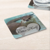 Jouw Otter Half Brown River Otter zwemmen Kartonnen Onderzetters (Schuin)