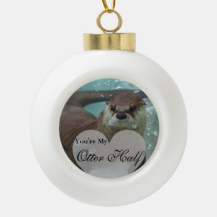 Jouw Otter Half Brown River Otter zwemmen Keramische Bal Ornament