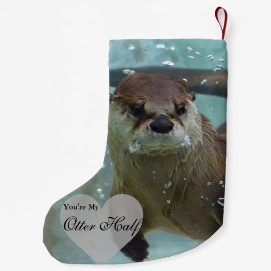 Jouw Otter Half Brown River Otter zwemmen Kleine Kerstsok (Achterkant)