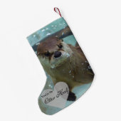 Jouw Otter Half Brown River Otter zwemmen Kleine Kerstsok (Achterkant (Hangend))