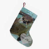 Jouw Otter Half Brown River Otter zwemmen Kleine Kerstsok (Voorkant (Hangend))