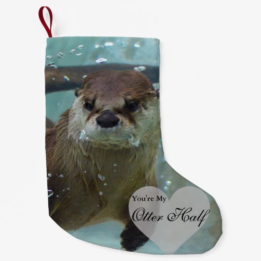 Jouw Otter Half Brown River Otter zwemmen Kleine Kerstsok (Voorkant)
