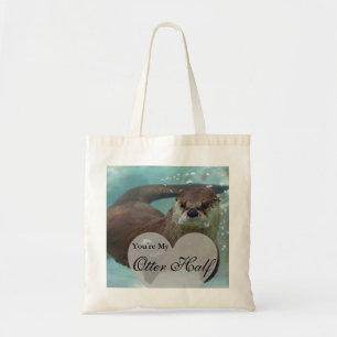 Jouw Otter Half Brown River Otter zwemmen Tote Bag