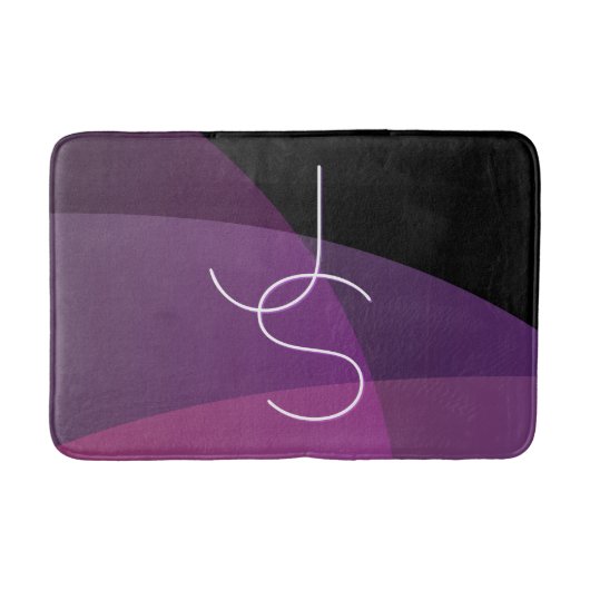 Jouw overlappende initialen | Modern paars & roze Badmat (Voorkant)