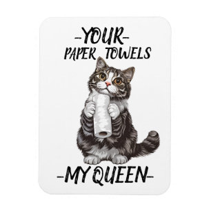 Jouw papieren handdoeken Mijn Queen Schattige Cat Magneet