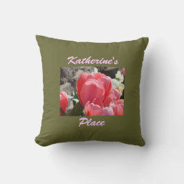 Jouw plek kussenhoes Roze Tulp Bloemen op maat Kussen
