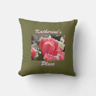 Jouw plek kussenhoes Roze Tulp Bloemen op maat Kussen