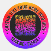 Jouw QR-code aangepaste tekst ronde sticker sjablo (Voorkant)