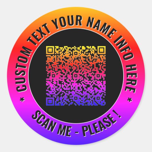 Jouw QR-code aangepaste tekst ronde sticker sjablo (Voorkant)