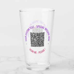 Jouw QR-code en aangepaste tekst glassjabloon Glas
