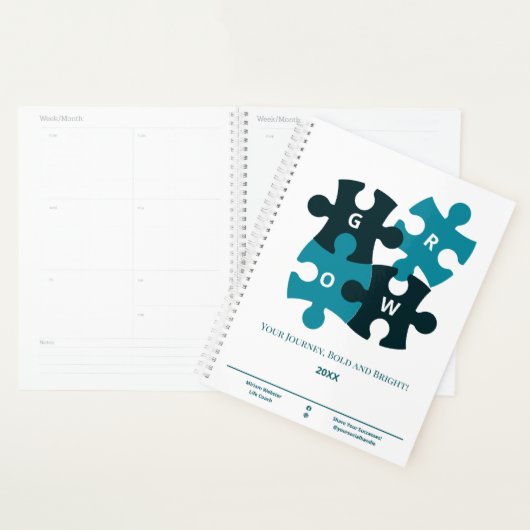 Jouw reis, gedurfde en heldere Blauwgroen levensco Planner (Display)