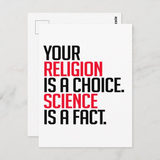 Jouw Religie is een keuze en Wetenschap is een fei Briefkaart (Voorkant / Achterkant)