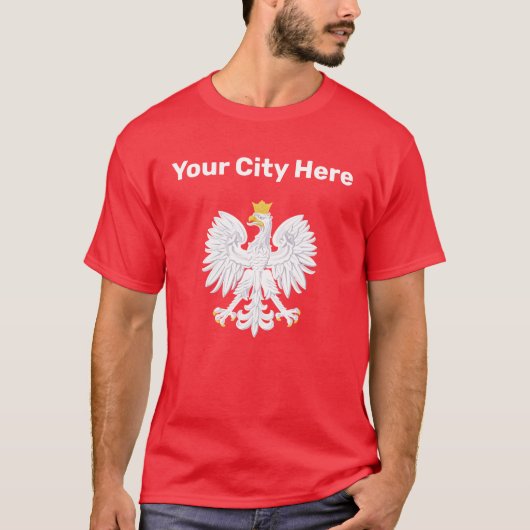 Jouw stad hier Aangepast Pools Eagle Tshirt (Voorkant)