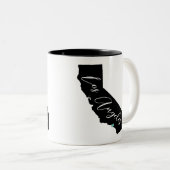 Jouw stad in Californië Name and Heart Los Angeles Tweekleurige Koffiemok (Voorkant rechts)