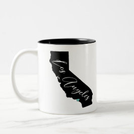 Jouw stad in Californië Name and Heart Los Angeles Tweekleurige Koffiemok