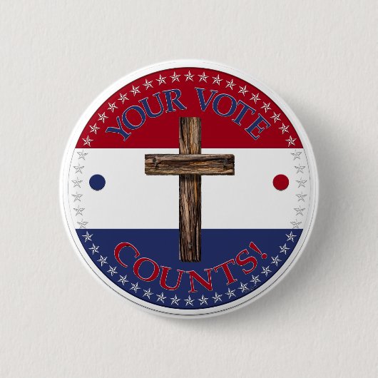Jouw Stem Telt met Kruis Ronde Button 5,7 Cm (Voorkant)