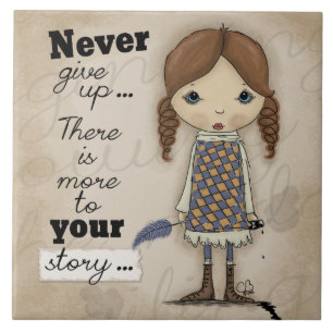 Jouw Story-Girl met Pen en Ink Tegeltje