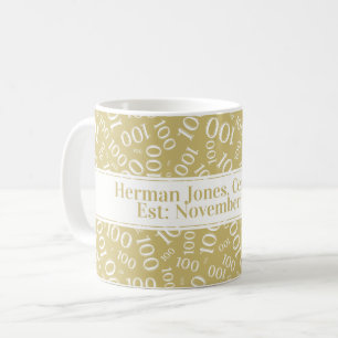 Jouw tekst: 100ste verjaardag nummer Patroon Goud Koffiemok