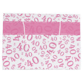 Jouw tekst: 40e roze willekeurige nummerpatroon groot cadeauzakje (Achterkant)