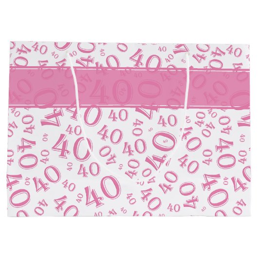 Jouw tekst: 40e roze willekeurige nummerpatroon groot cadeauzakje (Achterkant)
