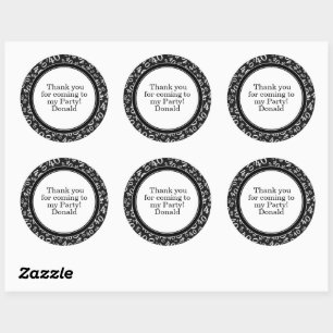 Jouw tekst 40e Willekeurig nummerpatroon Zwart/Wit Ronde Sticker