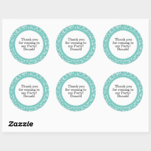 Jouw tekst 40ste Willekeurig nummerpatroon Turquoi Ronde Sticker