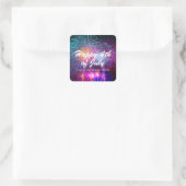 Jouw tekst 4 juli Cool Vuurwerk Feest Vierkante Sticker (Tas)
