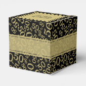 Jouw tekst 50th Birthday Number Pattern Gold/Black Bedankdoosjes (Achterkant)