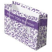 Jouw tekst: 70e geboorte Paars nummer 70 Patroon Groot Cadeauzakje (Voorkant Gekanteld)