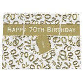 Jouw tekst: 70e verjaardag Gold Number 70 patroon Large Cadeautasje (Voorkant)