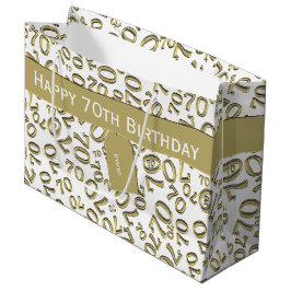 Jouw tekst: 70e verjaardag Gold Number 70 patroon Large Cadeautasje