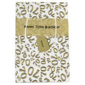 Jouw tekst: 70e verjaardag Gold Number 70 patroon Medium Cadeauzakje (Voorkant)