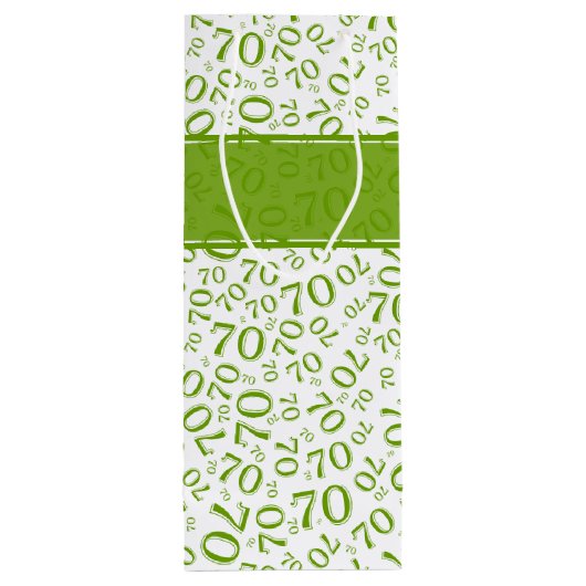 Jouw tekst: 70e verjaardag groen nummer 70 patroon wijn cadeautas (Achterkant)