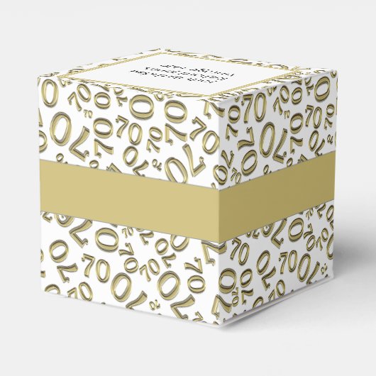 Jouw tekst 70e verjaardag nummer Patroon Goud/Wit Bedankdoosjes (Achterkant)