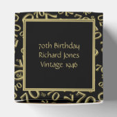 Jouw tekst 70e verjaardag nummer Patroon Zwart/Gou Bedankdoosjes (Bovenkant)